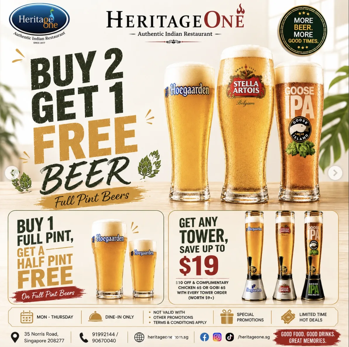 Beer Deals at HeritageOne - Buy 2 Get 1 Free, Tower Deals