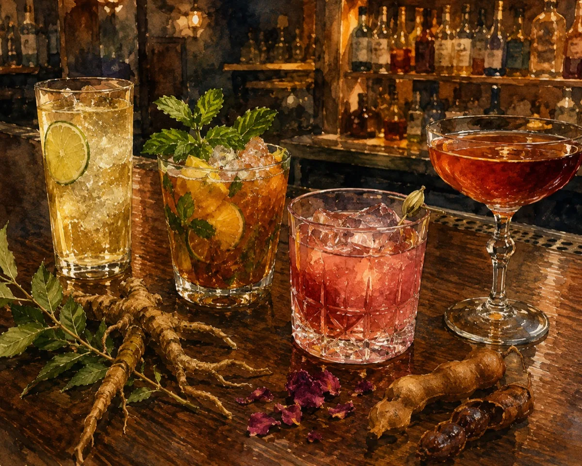 HeritageOne cocktail bar - nannari gin, pirates punch, rose milk old fashioned and heritage special