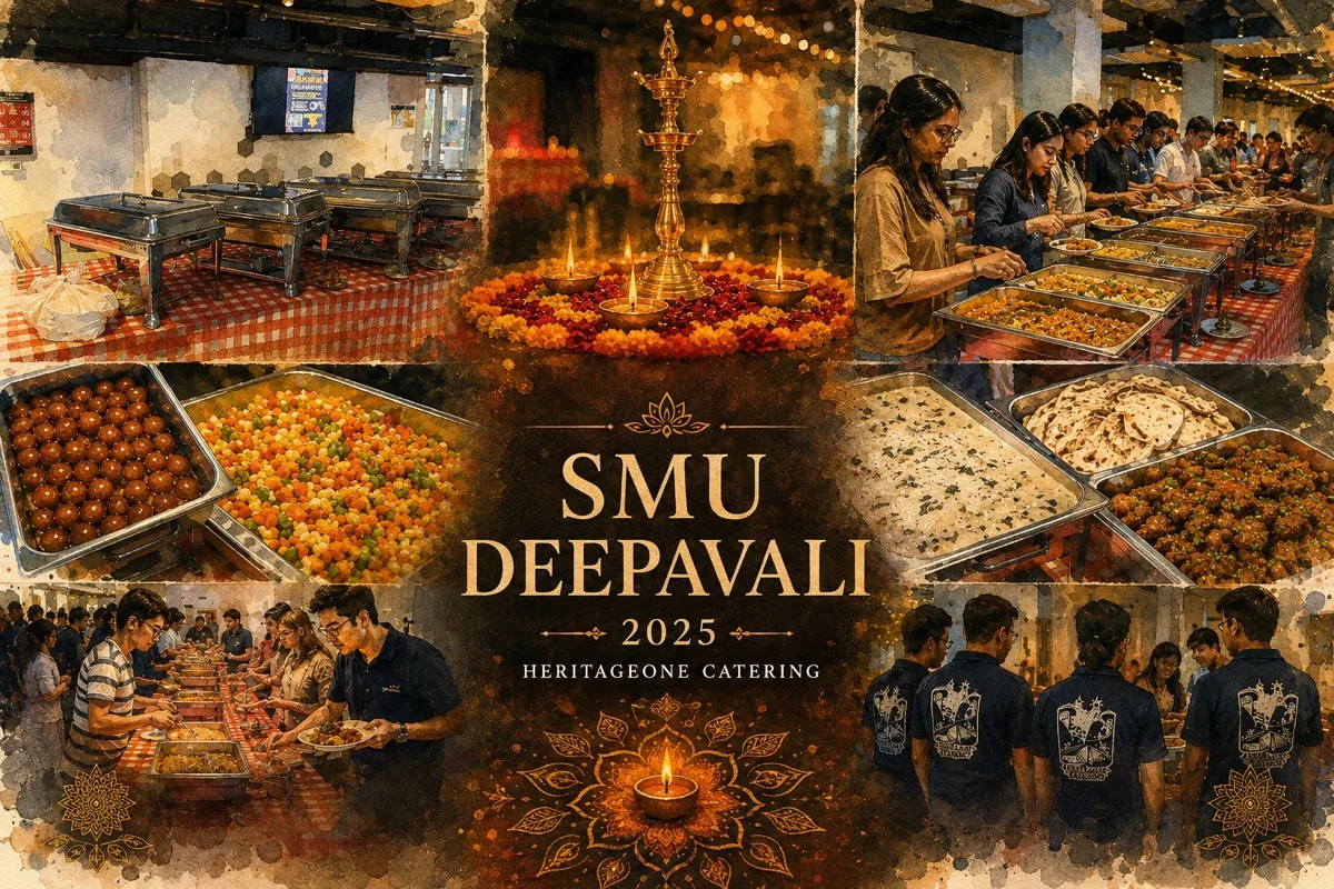 SMU Deepavali 2025 catering by HeritageOne - banana leaf spread for 200 guests